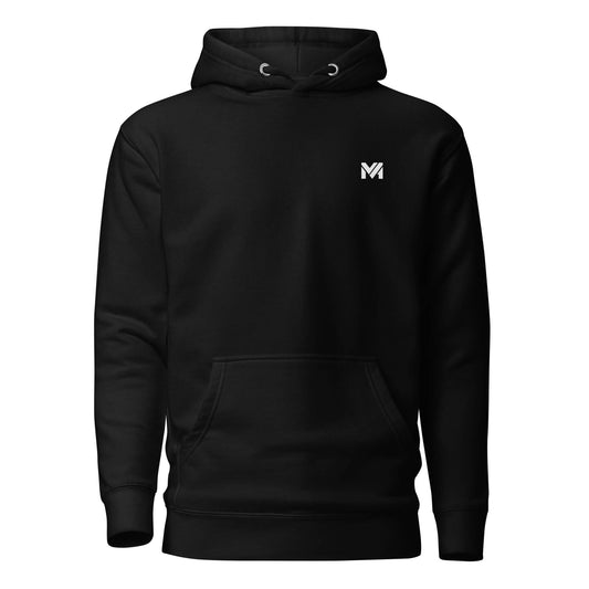 Hoodie Ex Cinere Surgo noir logo blanc face et visuel blanc dos Mindset Ambition