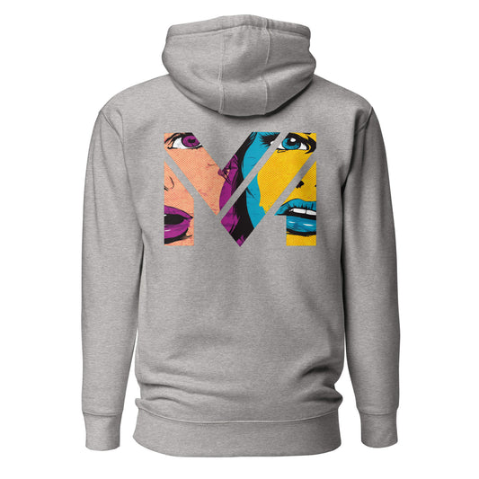 Hoodie NO FILTER gris chiné visuel coloré dos et logo noir face Mindset Ambition