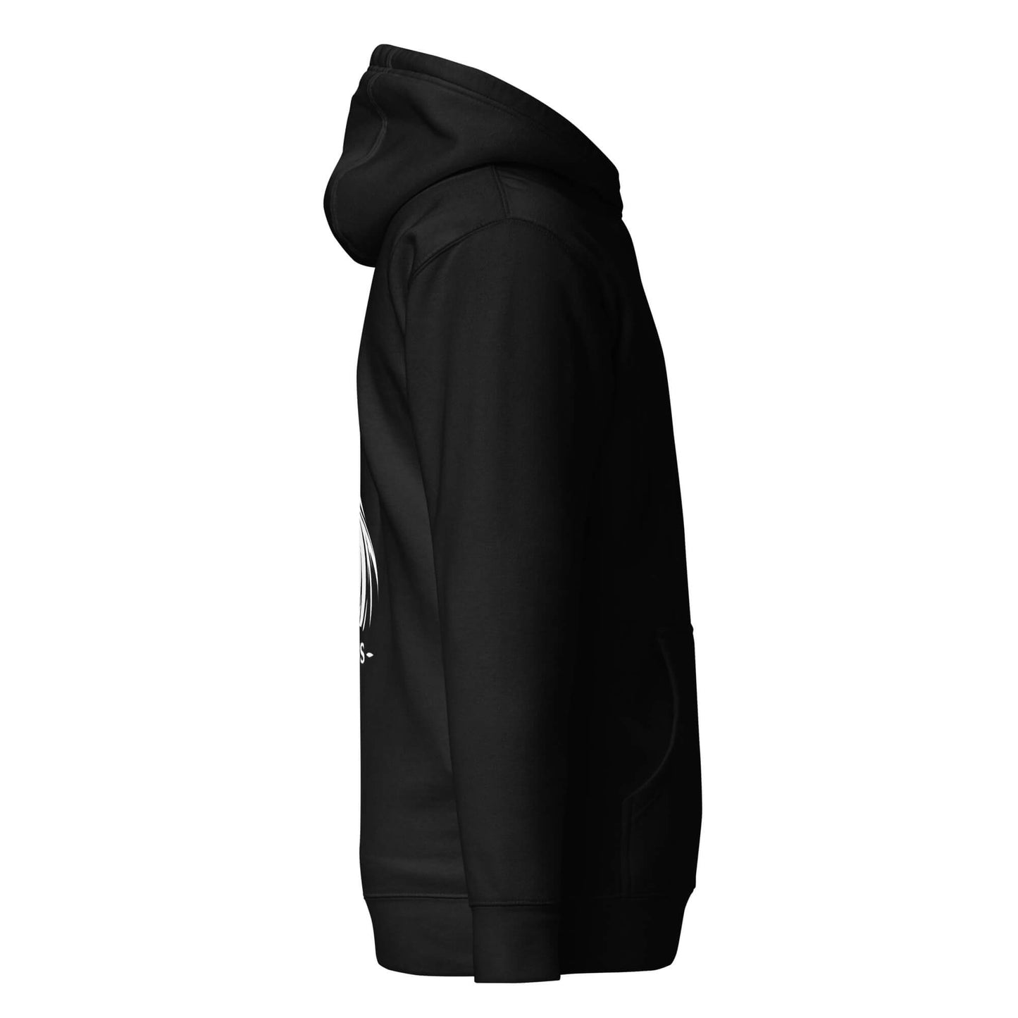 Hoodie Semper Paratus noir profil droit logo blanc et visuel blanc Mindset Ambition