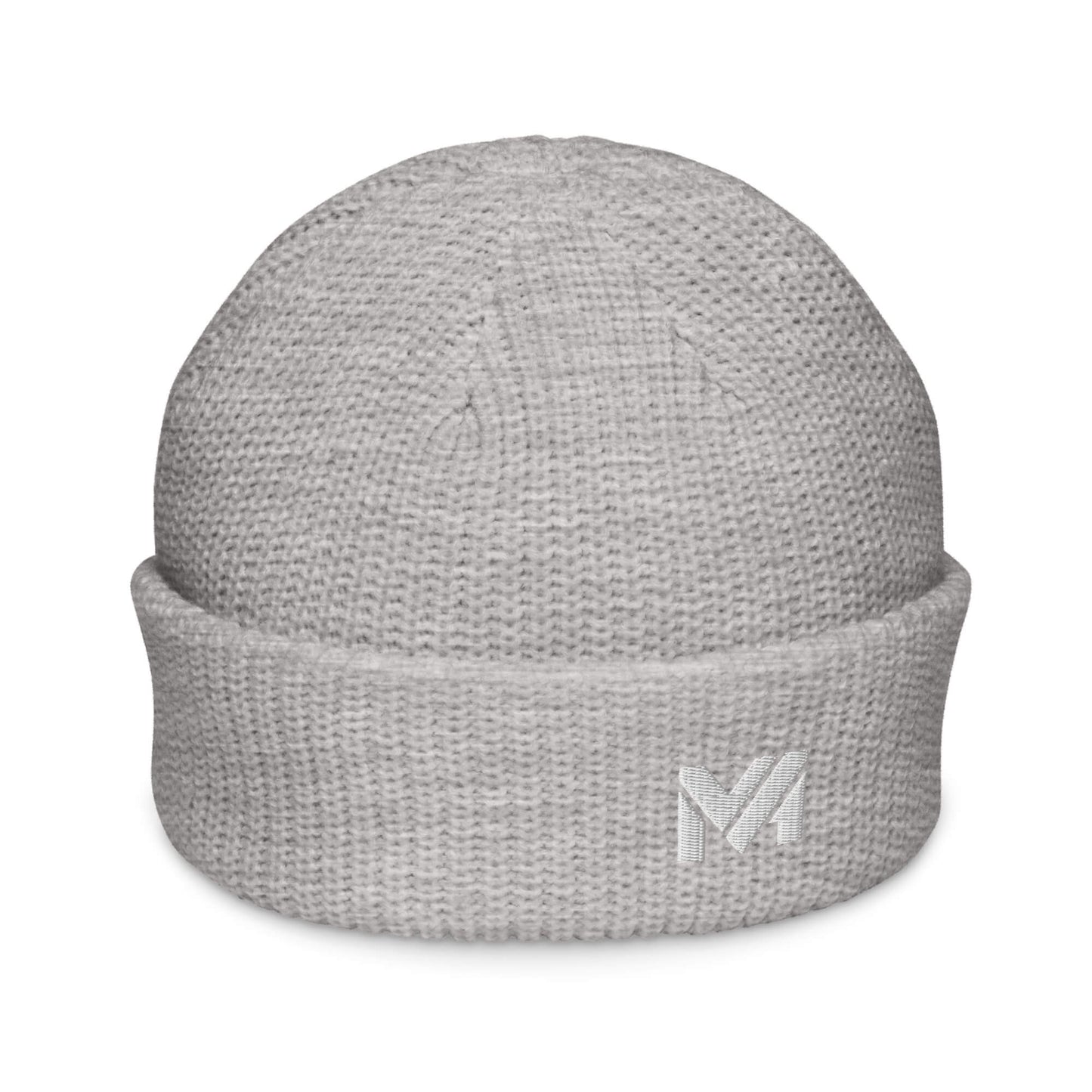 Bonnet Legacy gris clair avec logo MA blanc brodé à l’avant en bas à gauche – style épuré et intemporel signé Mindset Ambition.