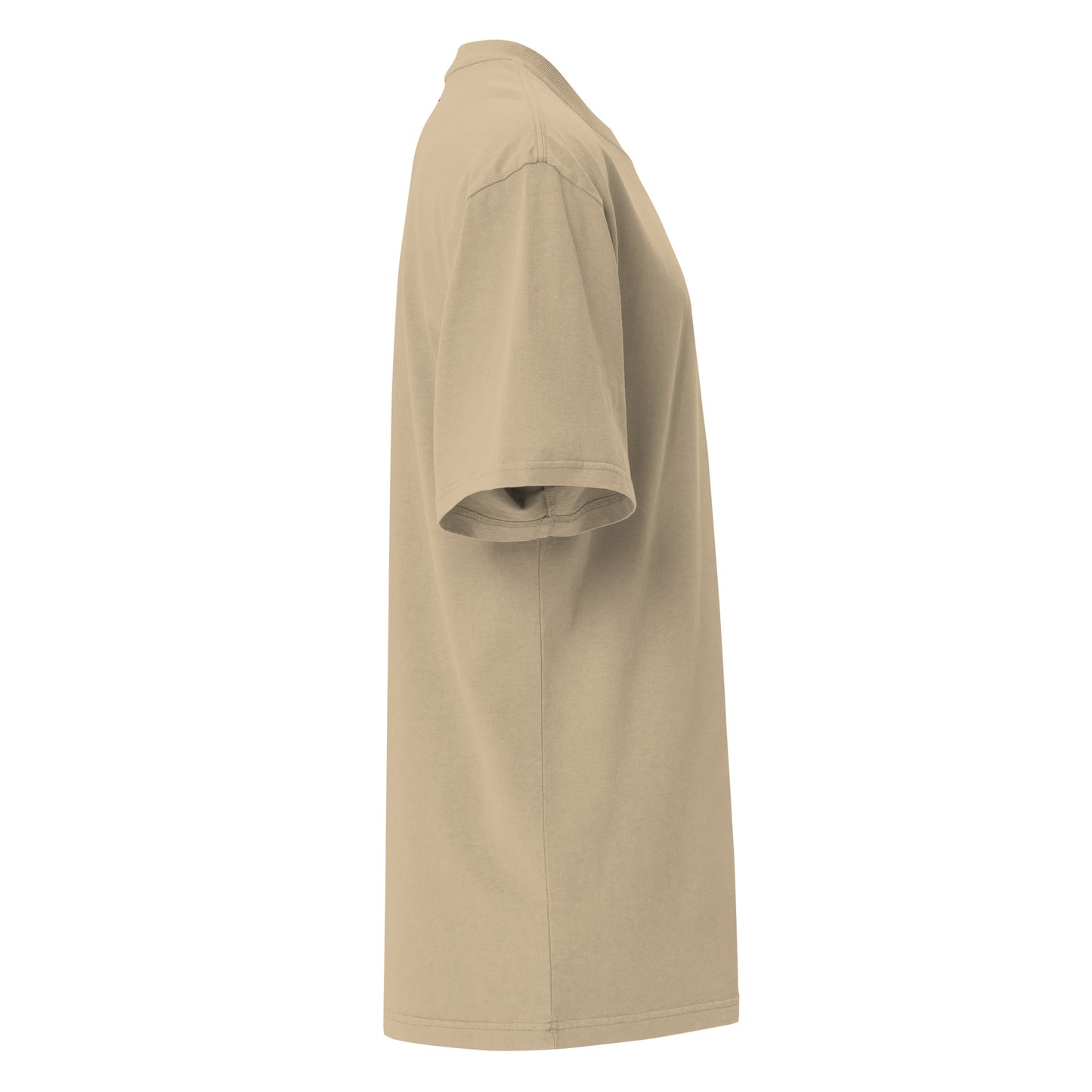 T-shirt oversize homme Raw Mindset Ambition, sable khaki, vue latérale droite, coupe large et confortable, texture douce et ton chaud – Mindset Ambition