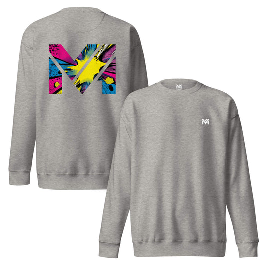 Sweat ANALOG MIND gris chiné logo blanc face et visuel coloré dos Mindset Ambition