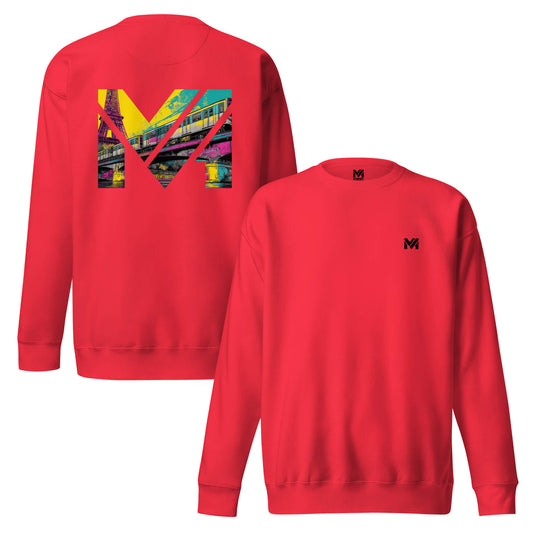 Sweat FORWARD ONLY rouge face logo noir et dos visuel coloré Mindset Ambition vue face et dos