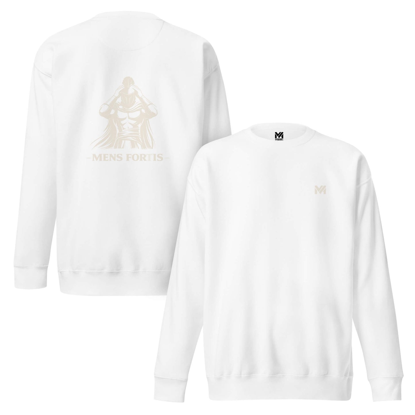 Sweat Mens Fortis blanc logo doré face et visuel doré dos Mindset Ambition