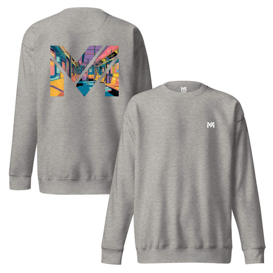 Sweat MIND ON TRACK gris chiné logo blanc face et visuel coloré dos Mindset Ambition