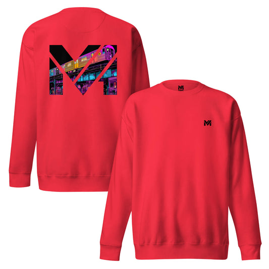 Sweat NO DETOURS rouge logo noir face et visuel coloré dos Mindset Ambition