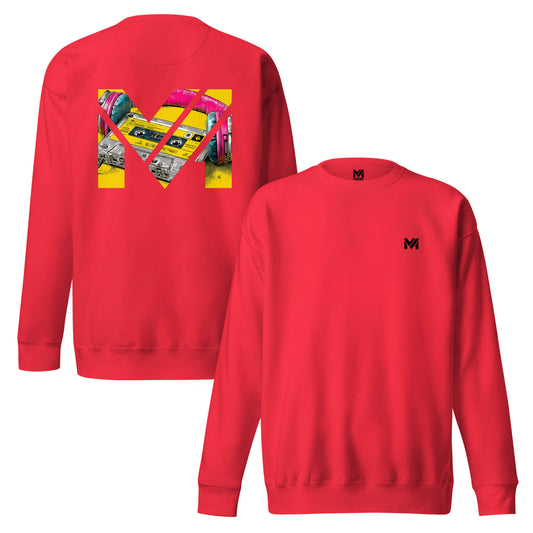 Sweat REWIND. RESET. RISE. rouge logo noir face et visuel coloré dos Mindset Ambition