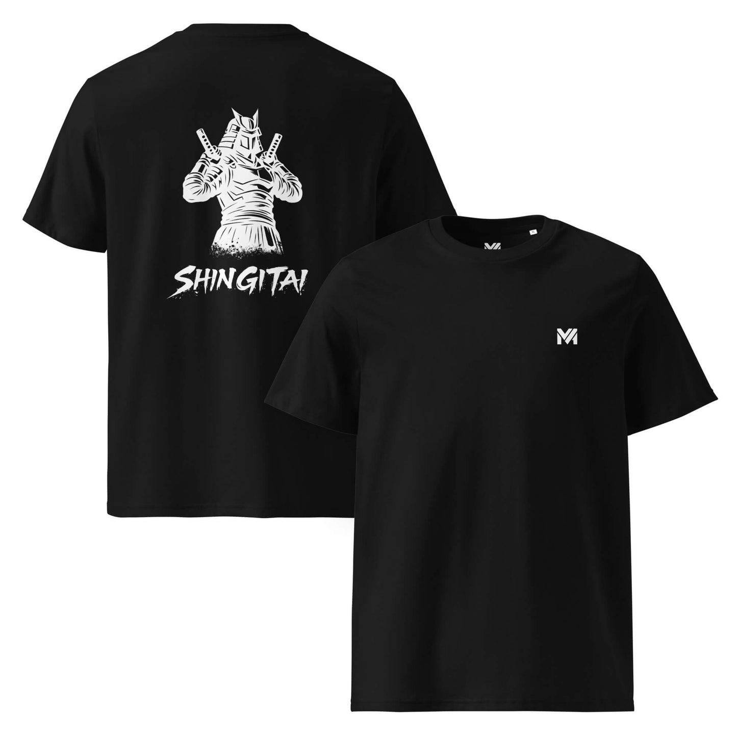 T-shirt Bio Shingitai noir logo blanc face et visuel blanc dos Mindset Ambition