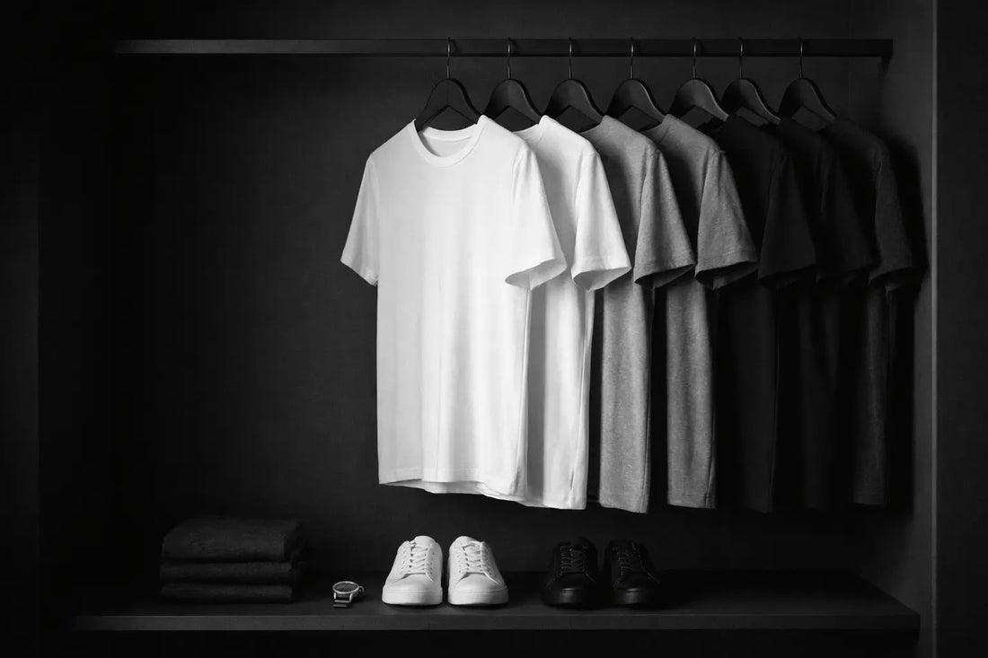 Illustration représentant une garde-robe minimaliste favorisant la performance et la clarté mentale.