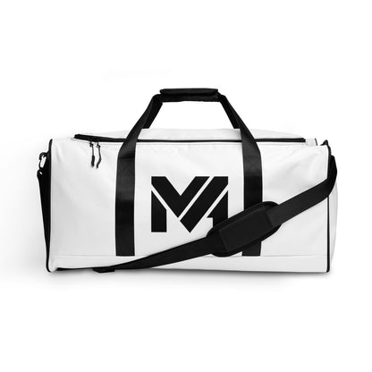 Grand sac de sport Bold Move Mindset Ambition, blanc, logo noir centré sur le devant, contraste net et design minimaliste – Mindset Ambition