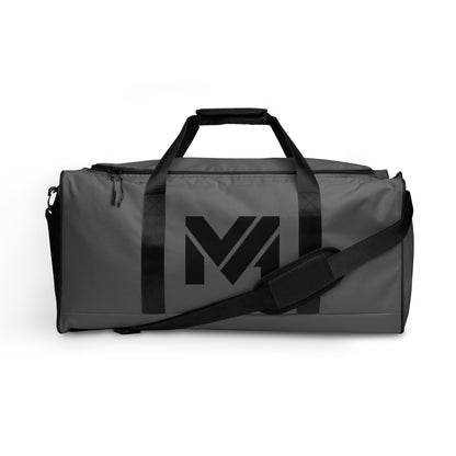 Grand sac de sport Bold Move Mindset Ambition, gris, logo noir centré sur le devant, silhouette rectangulaire élégante et design minimaliste – Mindset Ambition