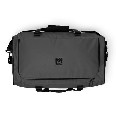 Vue du dessus du grand sac Bold Move Mindset Ambition, gris, fermeture zippée résistante et poignées noires renforcées – Mindset Ambition