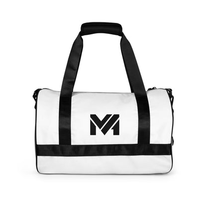 Sac de sport Smart Move Mindset Ambition, blanc, logo noir centré sur le côté, lignes minimalistes et structure résistante pour un usage sportif ou quotidien – Mindset Ambition