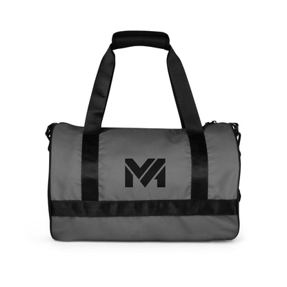 Sac de sport Smart Move Mindset Ambition, gris, logo noir centré, vue arrière mettant en valeur la structure cylindrique et les sangles robustes – Mindset Ambition