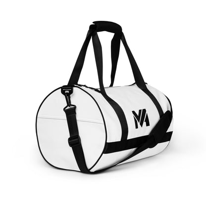 Sac Smart Move Mindset Ambition, blanc, vue avant trois-quarts droite, logo noir sur le côté, finitions contrastées et silhouette moderne – Mindset Ambition