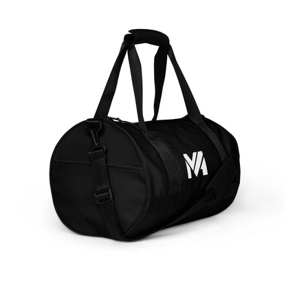 Sac Smart Move Mindset Ambition, noir, vue avant trois-quarts droite, logo blanc visible, finitions premium et silhouette cylindrique moderne – Mindset Ambition