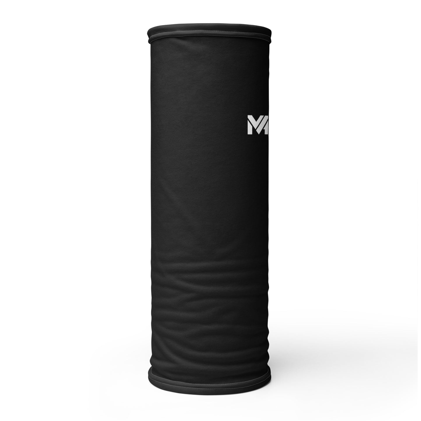 Cache-cou Shield Mindset Ambition noir présenté sur support cylindrique, logo blanc discret, matière douce et fluide pour un confort optimal – Mindset Ambition