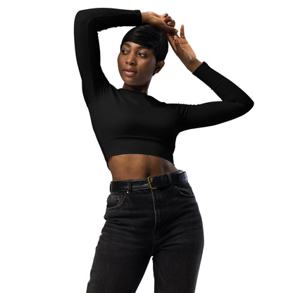 T-shirt sport femme Evolve Mindset Ambition, noir, manches longues, coupe courte et ajustée, look athlétique et élégant – Mindset Ambition