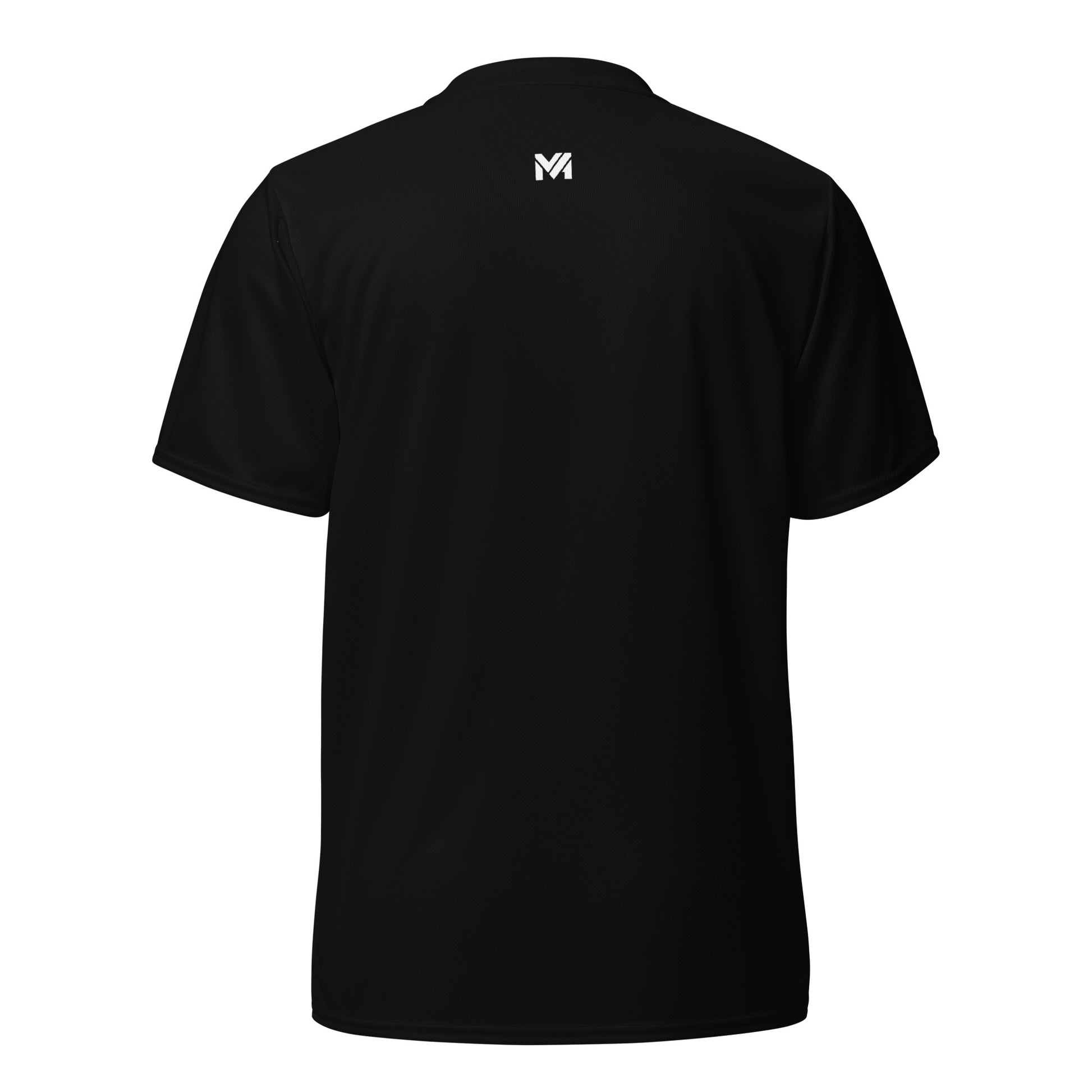 Dos du t-shirt sport technique “Spine” Mindset Ambition, couleur noire, logo blanc centré sous le col, tissu respirant et coupe ergonomique, collection Motivation & Performance.