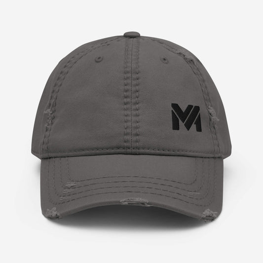 Casquette “Bold Edge” Mindset Ambition couleur gris charbon, logo noir brodé à l’avant en bas à gauche, design usé moderne et premium, collection Détail & Élégance, vue de face.