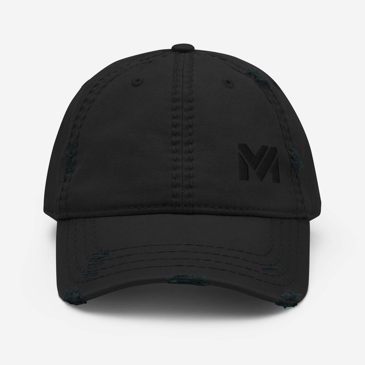 Casquette “Bold Edge” Mindset Ambition couleur noire, logo noir brodé à l’avant en bas à gauche, look sobre et minimaliste, collection Détail & Élégance, vue de face.