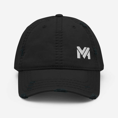 Casquette “Bold Edge” Mindset Ambition couleur noire, logo blanc brodé à l’avant en bas à gauche, contraste élégant et premium, collection Détail & Élégance, vue de face.