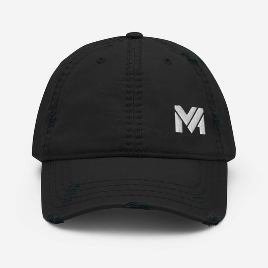 Casquette “Bold Edge” Mindset Ambition couleur noire, logo blanc brodé à l’avant en bas à gauche, contraste élégant et premium, collection Détail & Élégance, vue de face.