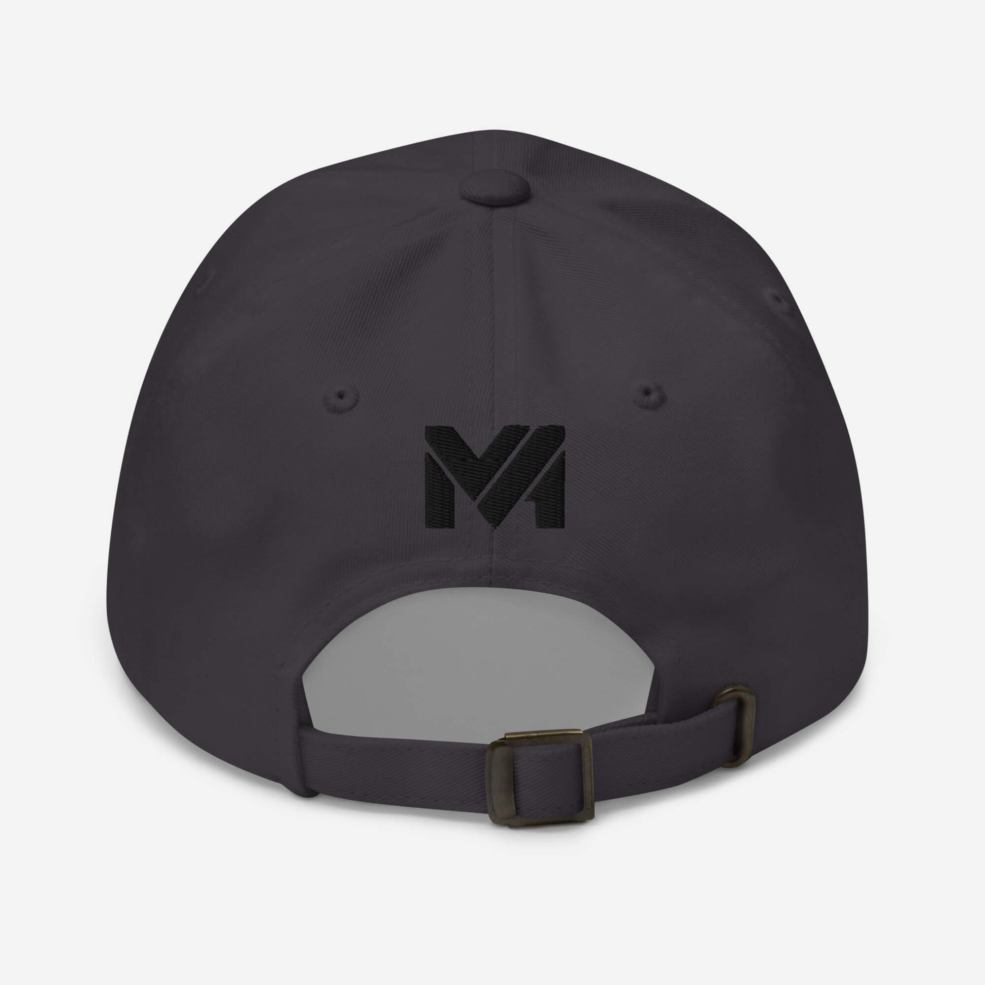 Dos de la casquette “Classic Mind” Mindset Ambition couleur noire, logo noir brodé centré au-dessus de la sangle ajustable, design discret et élégant, collection Détail & Élégance.