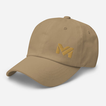 Casquette Classic Mind Mindset Ambition, camel, vue avant gauche, logo MA doré brodé, design épuré et raffiné – Mindset Ambition