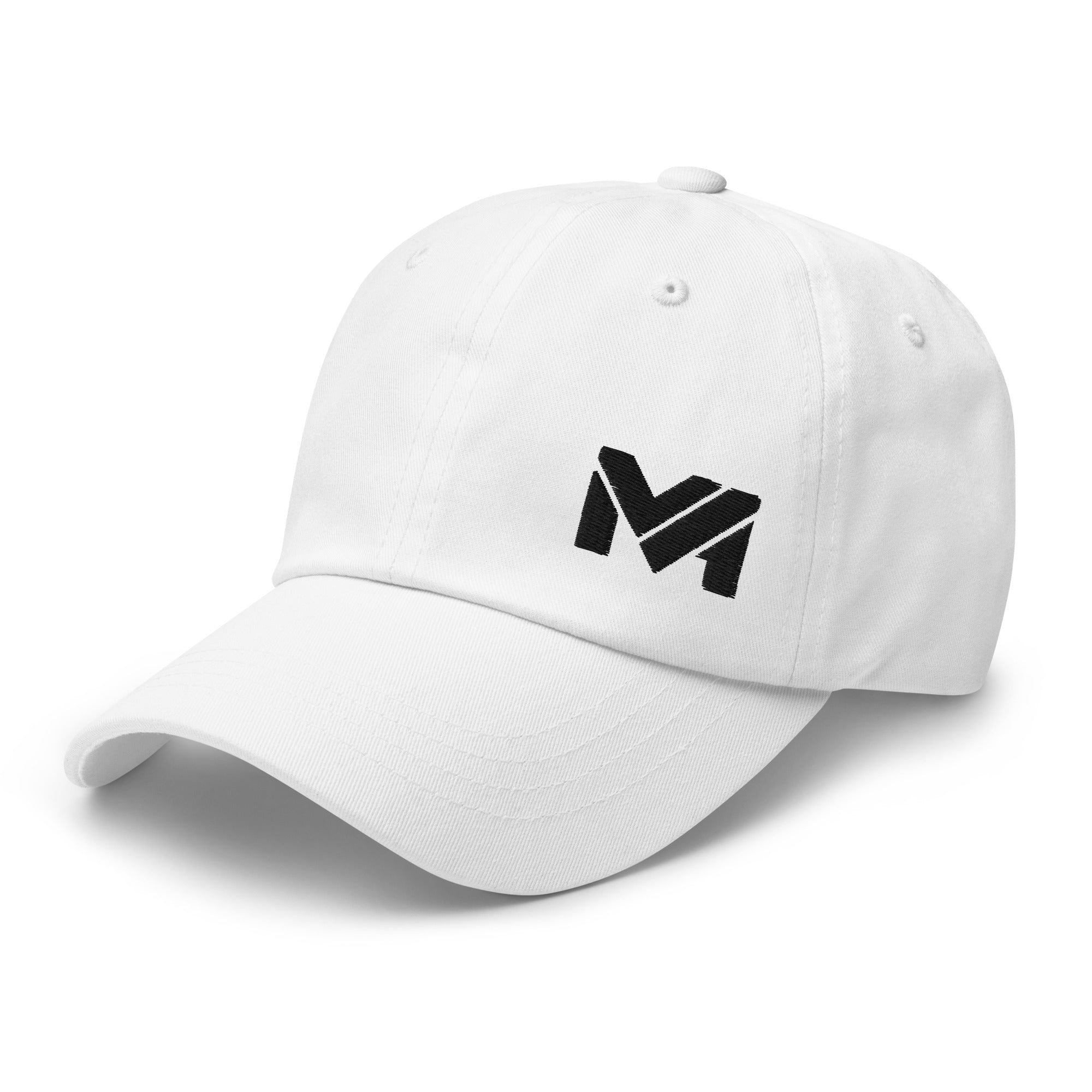 Casquette Classic Mind Mindset Ambition, blanche, vue avant gauche, logo noir brodé, style moderne et affirmé – Mindset Ambition