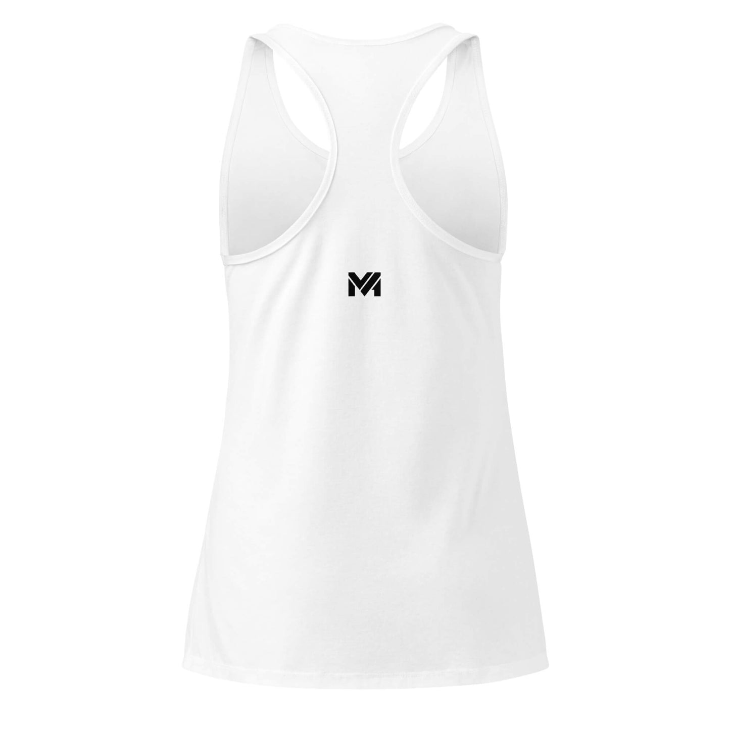 Débardeur femme Grace Mindset Ambition, blanc, vue de dos avec logo noir centré en haut du dos.