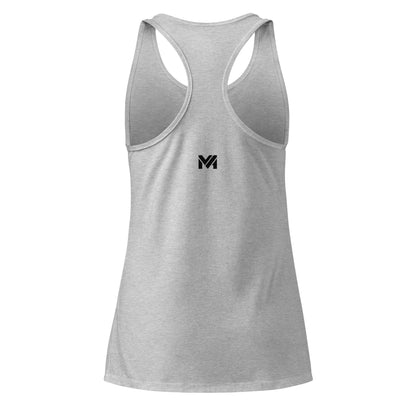 Débardeur femme Grace Mindset Ambition, gris, vue de dos avec logo noir centré en haut du dos.