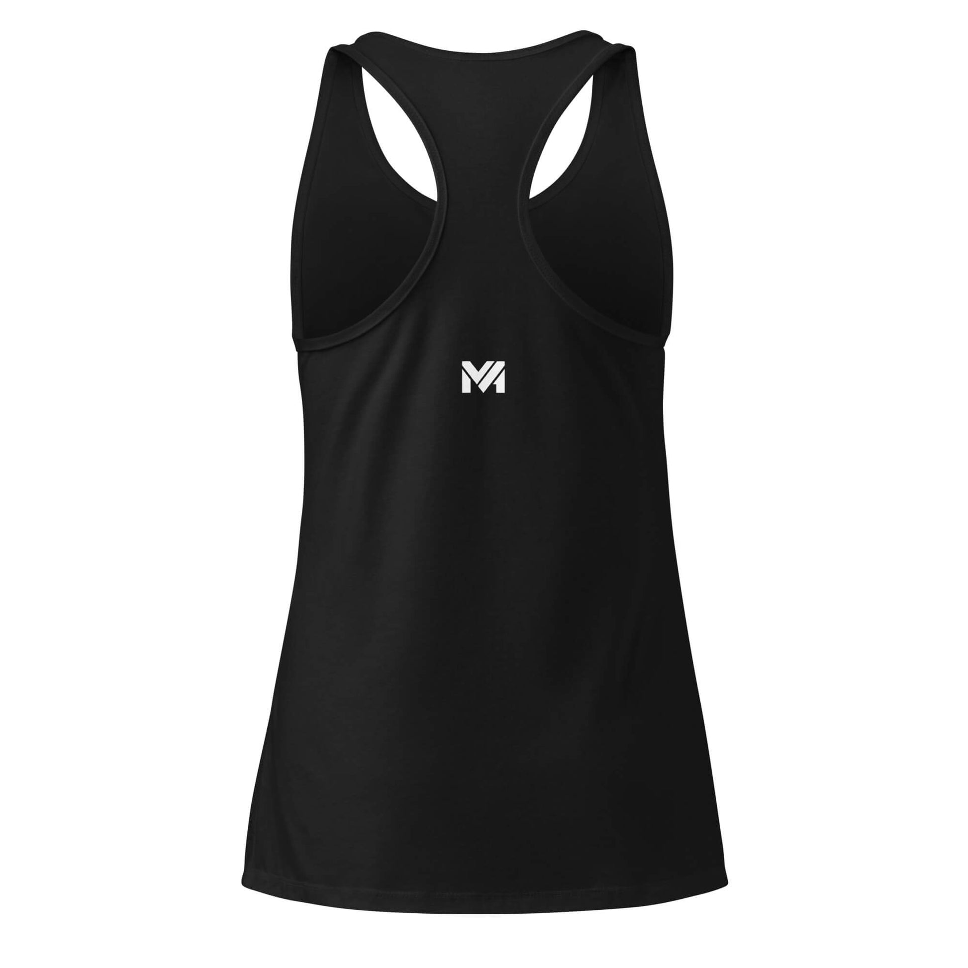 Débardeur femme Grace Mindset Ambition, noir, vue de dos avec logo blanc centré en haut du dos.