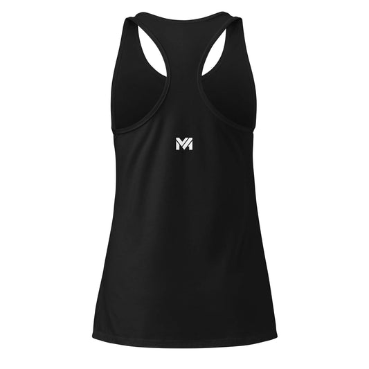 Débardeur femme Grace Mindset Ambition, noir, vue de dos avec logo blanc centré en haut du dos.