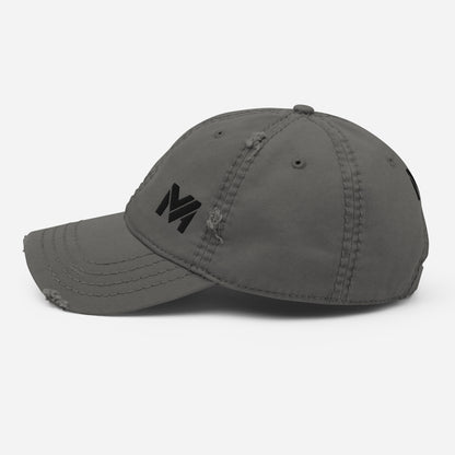 Casquette Bold Edge Mindset Ambition, gris anthracite, vue latérale gauche, finition vintage moderne, coton robuste et couture apparente – Mindset Ambition