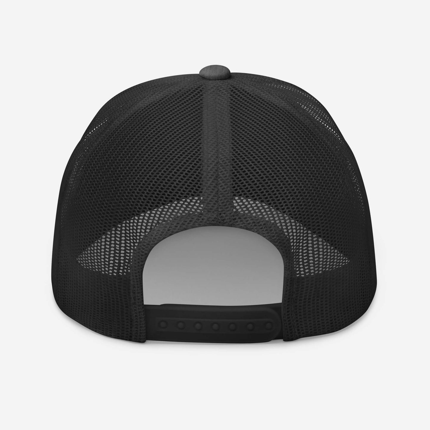 Dos de la casquette High Focus gris clair avec filet noir et fermeture réglable, finition haut de gamme – Collection Détail & Élégance Mindset Ambition.