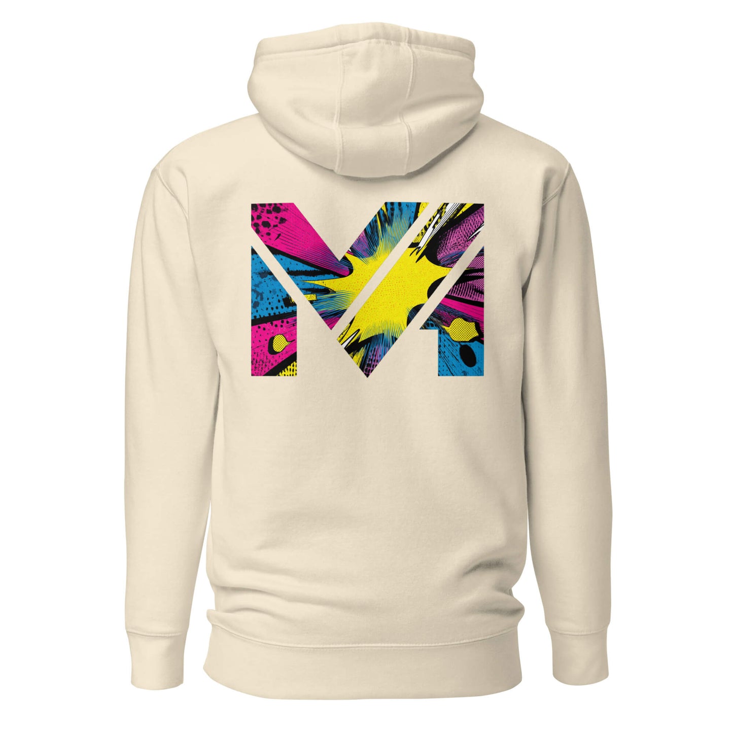 Hoodie ANALOG MIND beige visuel coloré dos et logo noir face Mindset Ambition