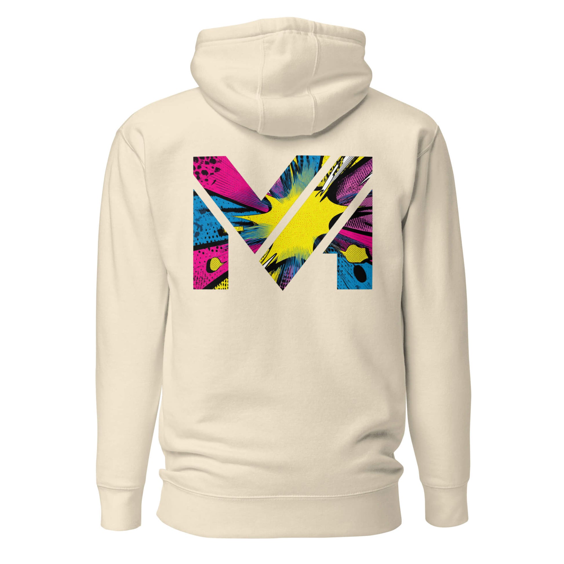 Hoodie ANALOG MIND beige visuel coloré dos et logo noir face Mindset Ambition