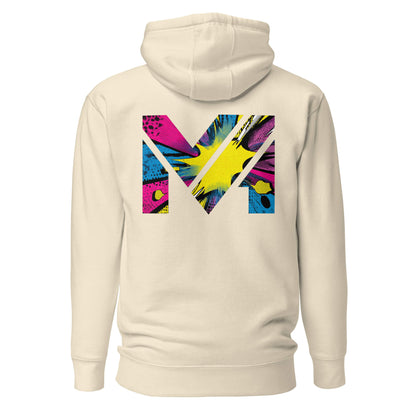 Hoodie ANALOG MIND beige visuel coloré dos et logo noir face Mindset Ambition