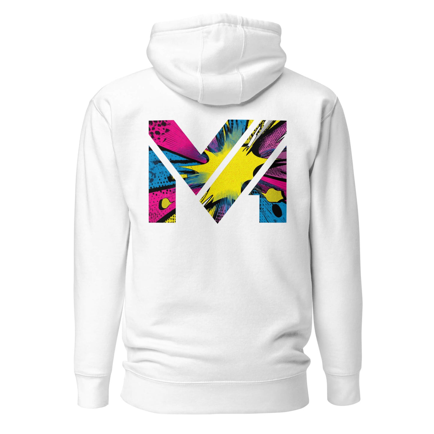 Hoodie ANALOG MIND blanc visuel coloré dos et logo noir face Mindset Ambition