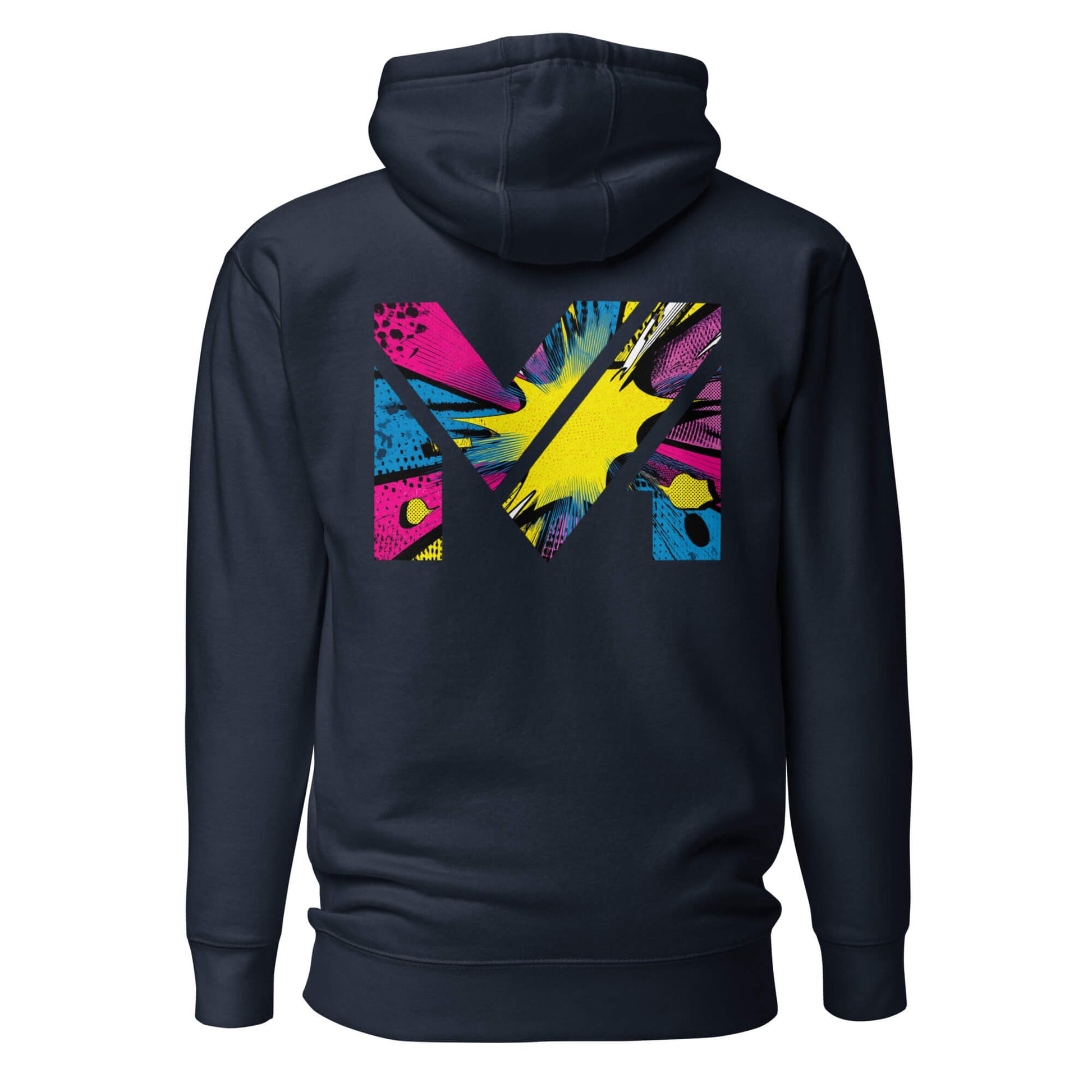 Hoodie ANALOG MIND bleu marine visuel coloré dos et logo blanc face Mindset Ambition