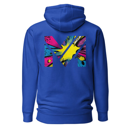 Hoodie ANALOG MIND bleu roi visuel coloré dos et logo blanc face Mindset Ambition
