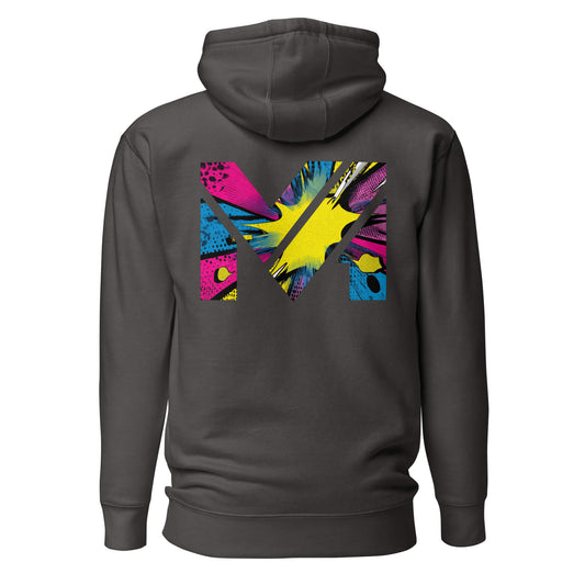 Hoodie ANALOG MIND gris anthracite visuel coloré dos et logo blanc face Mindset Ambition