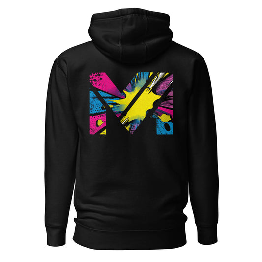 Hoodie ANALOG MIND noir visuel coloré dos et logo blanc face Mindset Ambition