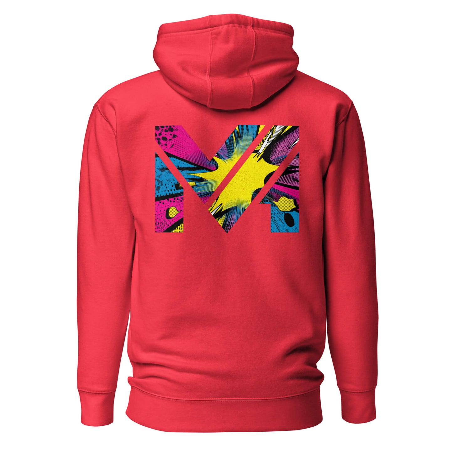 Hoodie ANALOG MIND rouge visuel coloré dos et logo noir face Mindset Ambition