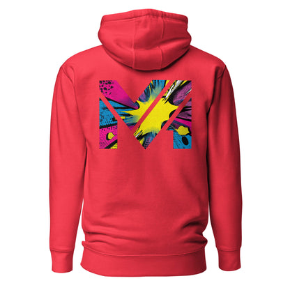 Hoodie ANALOG MIND rouge visuel coloré dos et logo noir face Mindset Ambition