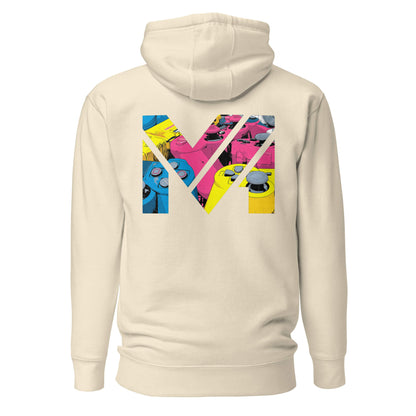 Hoodie CONTROL THE GAME beige visuel coloré dos et logo noir face Mindset Ambition