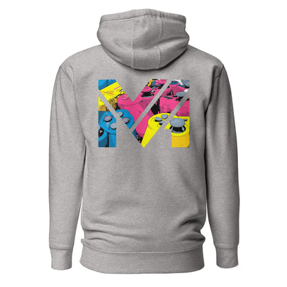 Hoodie CONTROL THE GAME gris chiné visuel coloré dos et logo noir face Mindset Ambition