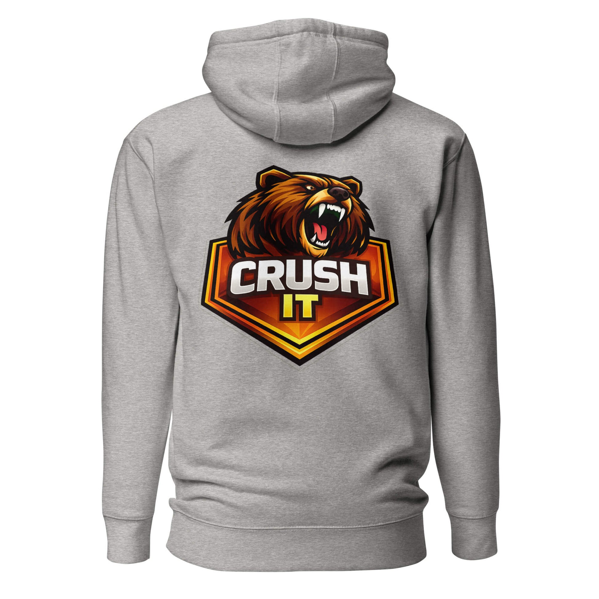 Hoodie CRUSH IT gris chiné visuel coloré dos et logo noir face Mindset Ambition