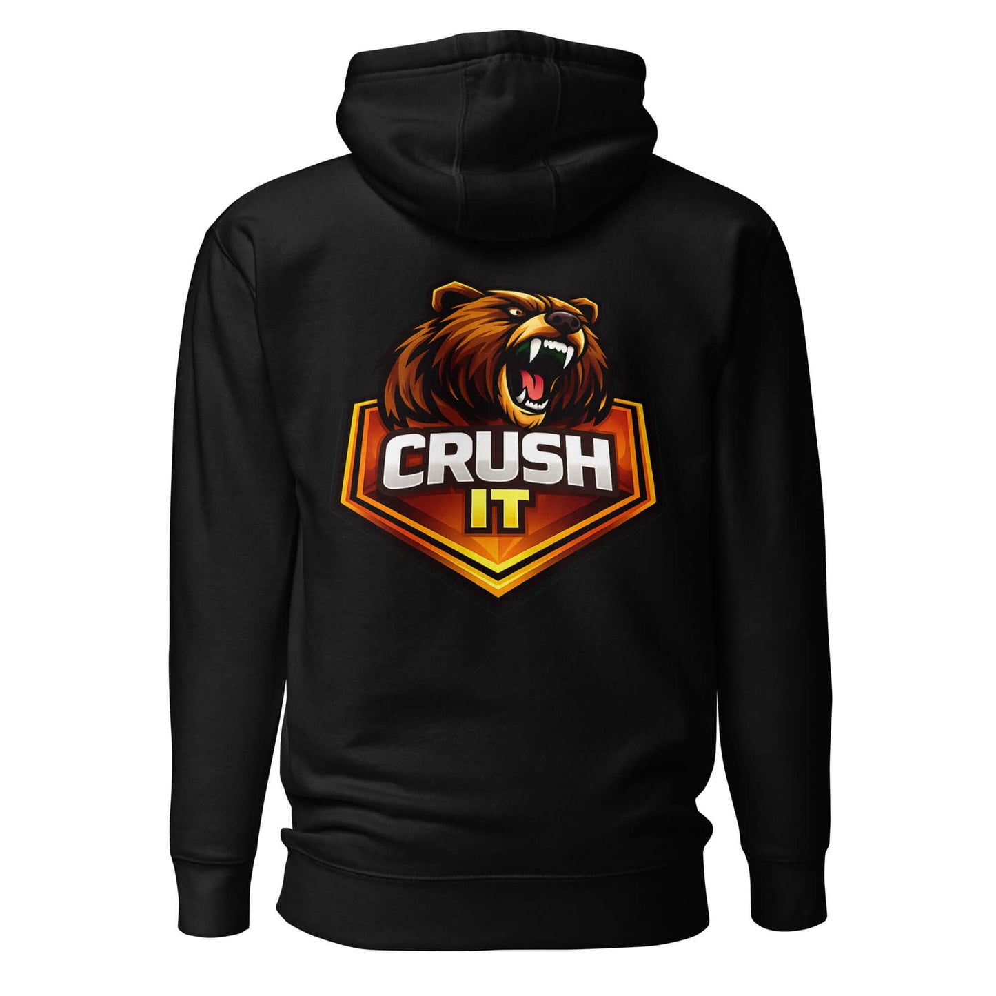 Hoodie CRUSH IT noir visuel coloré dos et logo blanc face Mindset Ambition